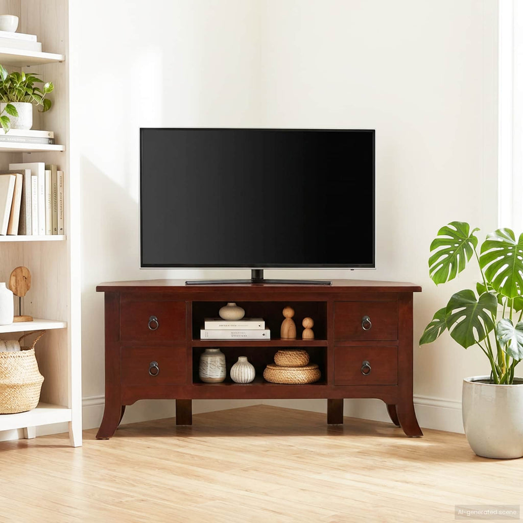 Mueble de TV Marrón 100 x 40,5 x 46 cm Madera de Caoba Sólida
