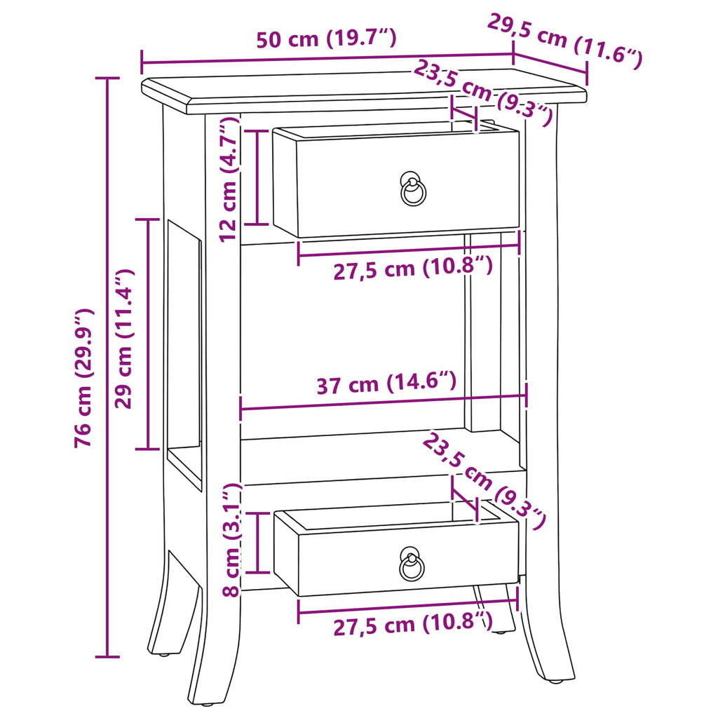 Mesa Consola Marrón 50 x 29,5 x 76 cm Madera de Caoba Sólida