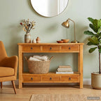 Mesa Consola Natural 115 x 32 x 76 cm Madera de Caoba Sólida