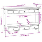 Mesa Consola Natural 115 x 32 x 76 cm Madera de Caoba Sólida