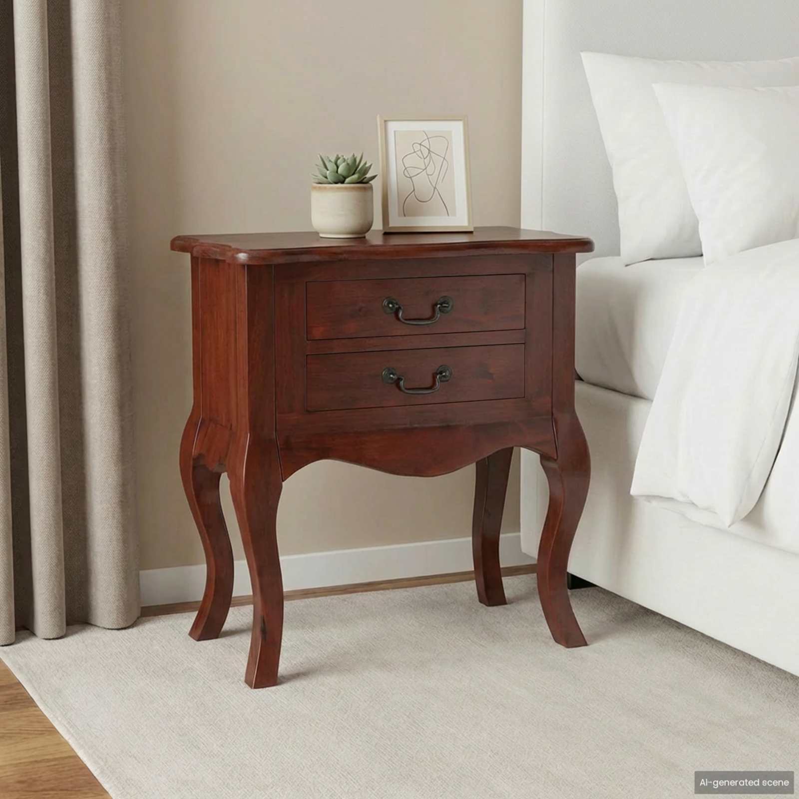 Mesa lateral Marrón 60,5 x 30 x 61 cm Madera de Caoba Sólida