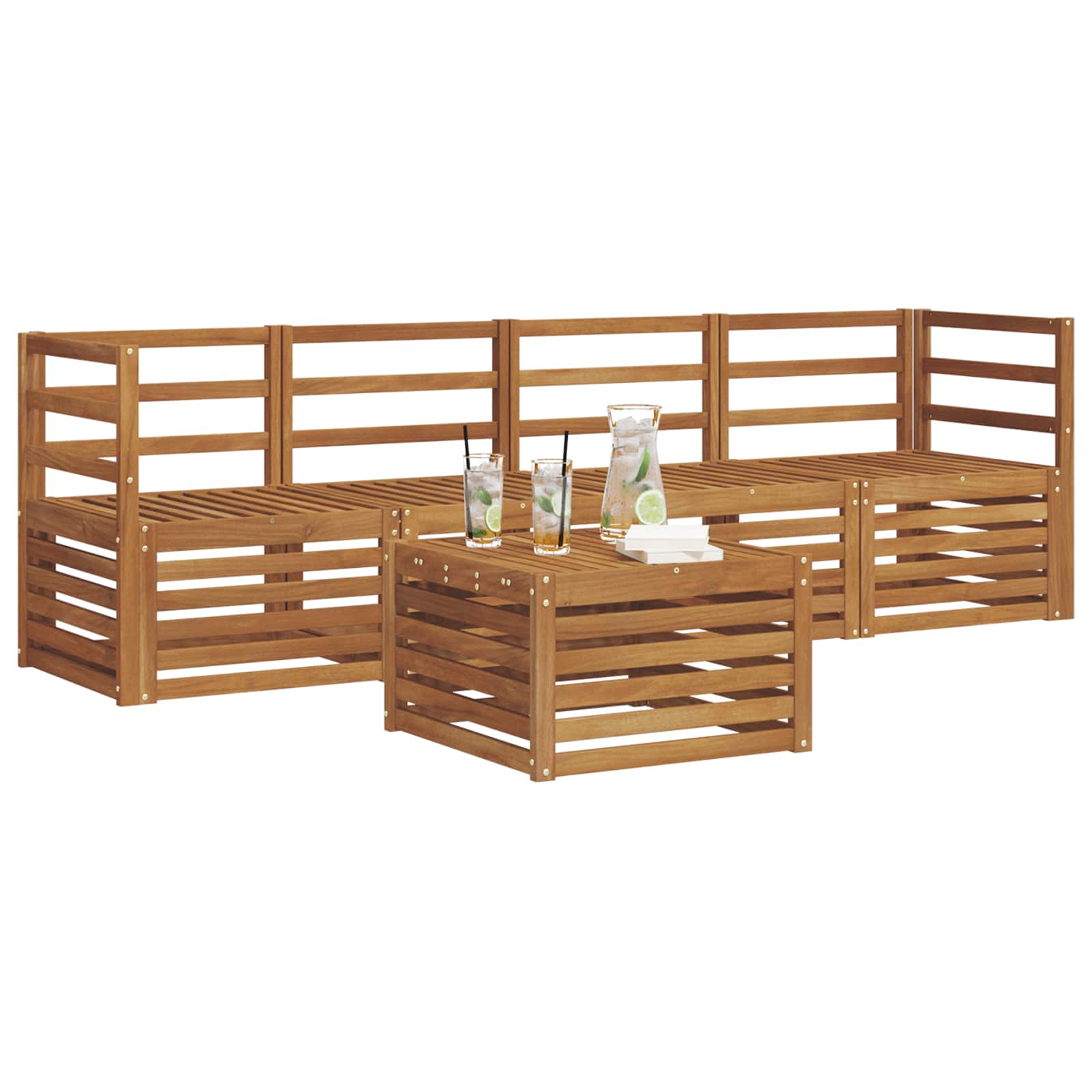 Juegos de sofás 5 pcs Natural Madera de Acacia Sólida