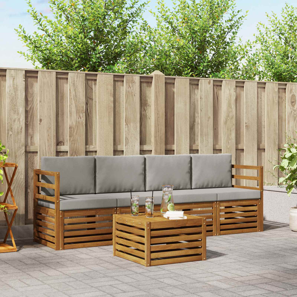 Conjunto de sofás de exterior 5 pcs Gris Natural y Claro