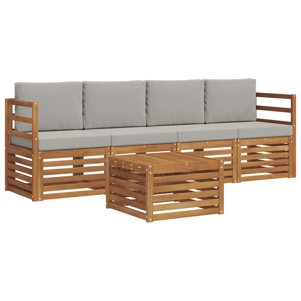 Conjunto de sofás de exterior 5 pcs Gris Natural y Claro