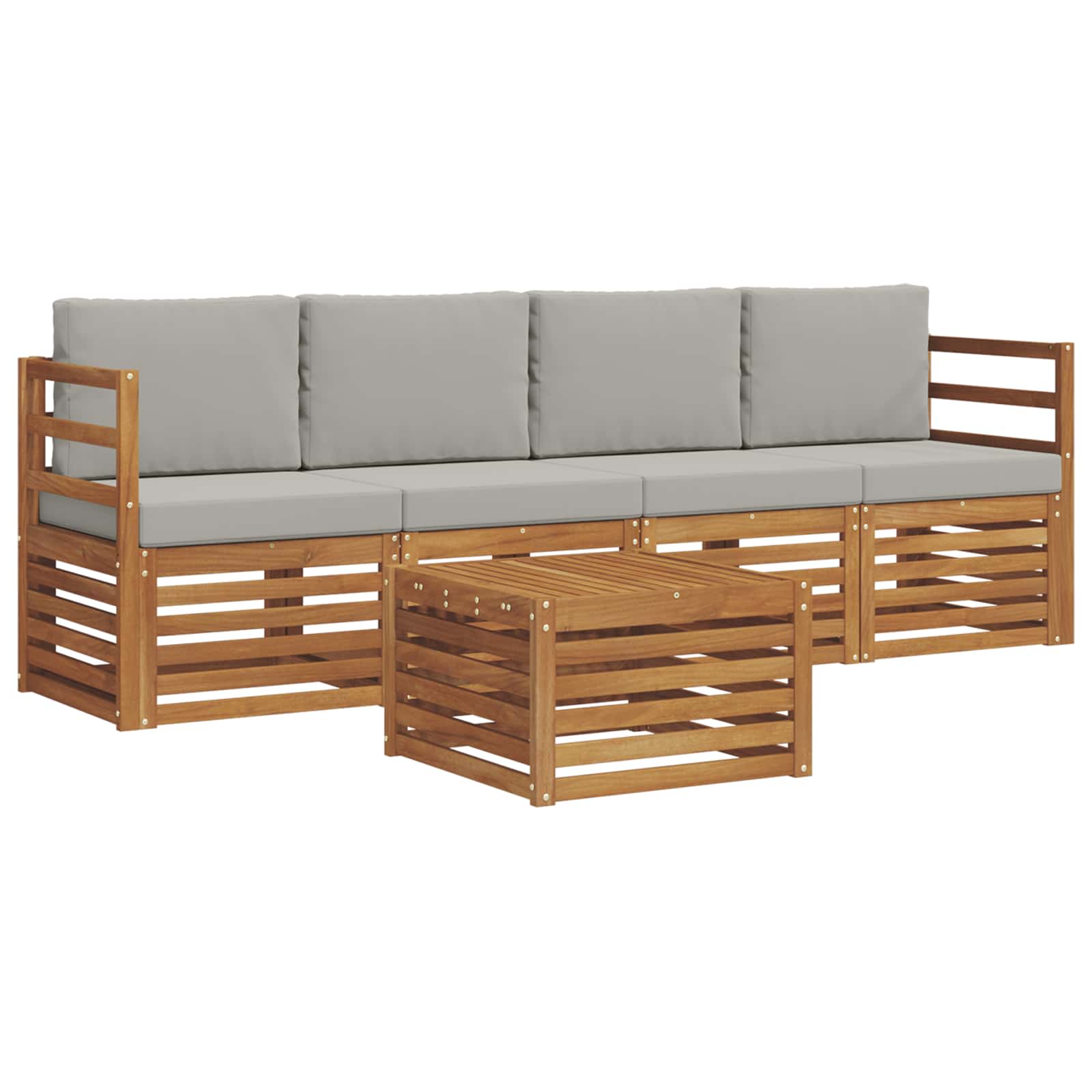 Conjunto de sofás de exterior 5 pcs Gris Natural y Claro