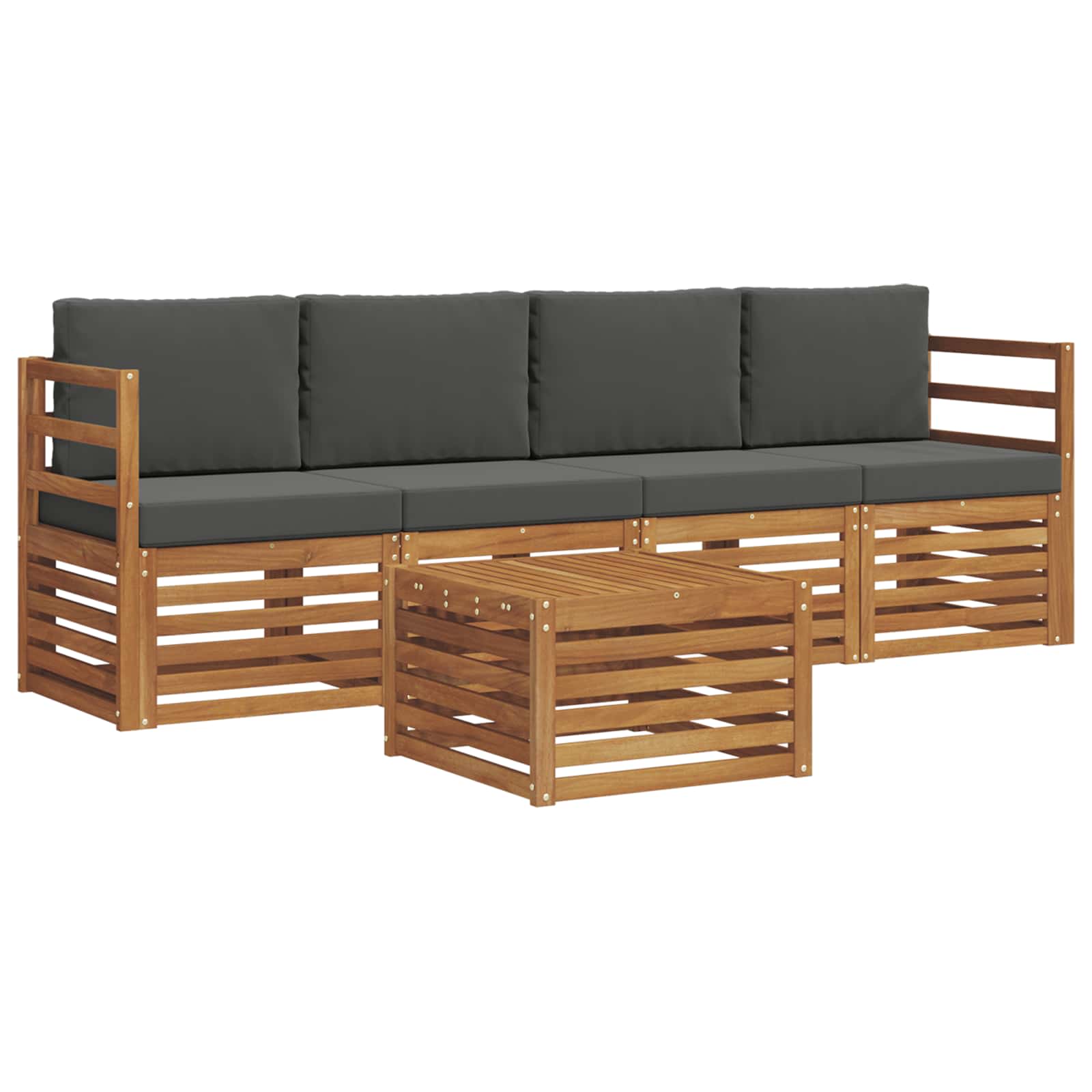 Conjunto de sofás de exterior 5 pcs Natural y Antracita