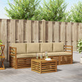Conjunto de sofás de exterior con cojín 5 pcs Natural y Beige