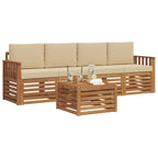 Conjunto de sofás de exterior 5 pcs Naturaleza y Beige