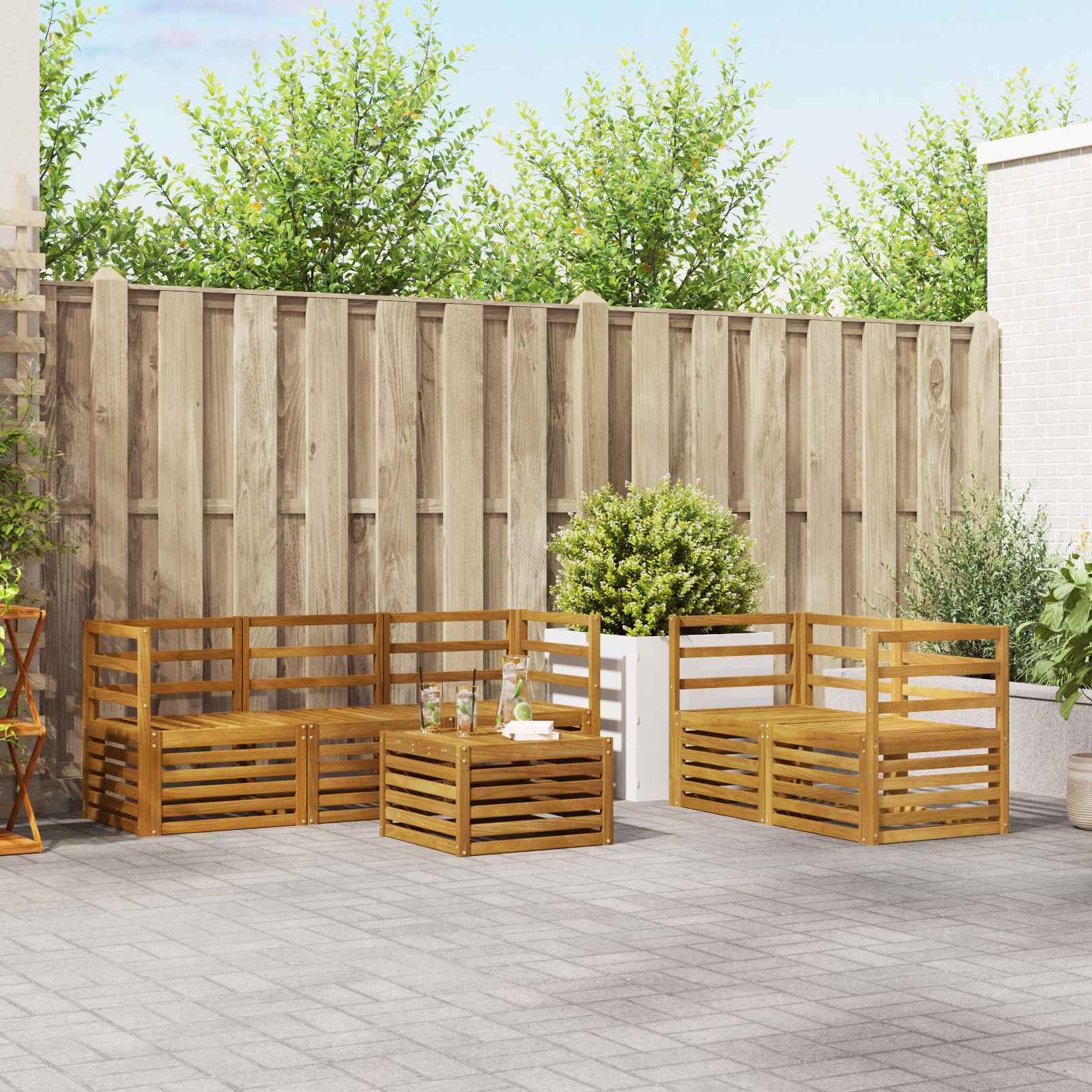 Conjunto de sofás de exterior 6 pcs Blanco y Antracita
