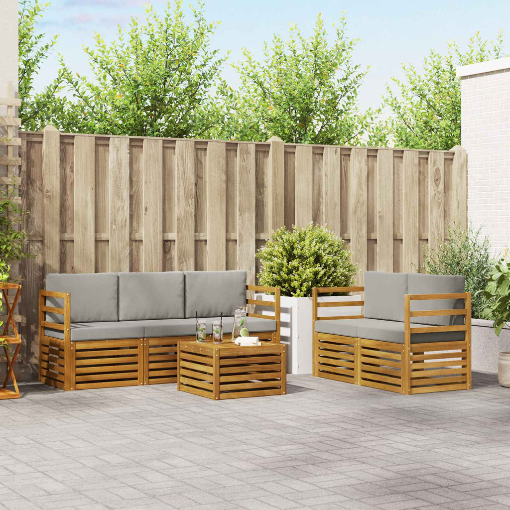 Conjunto de sofás de exterior 6 pcs Blanco y Antracita