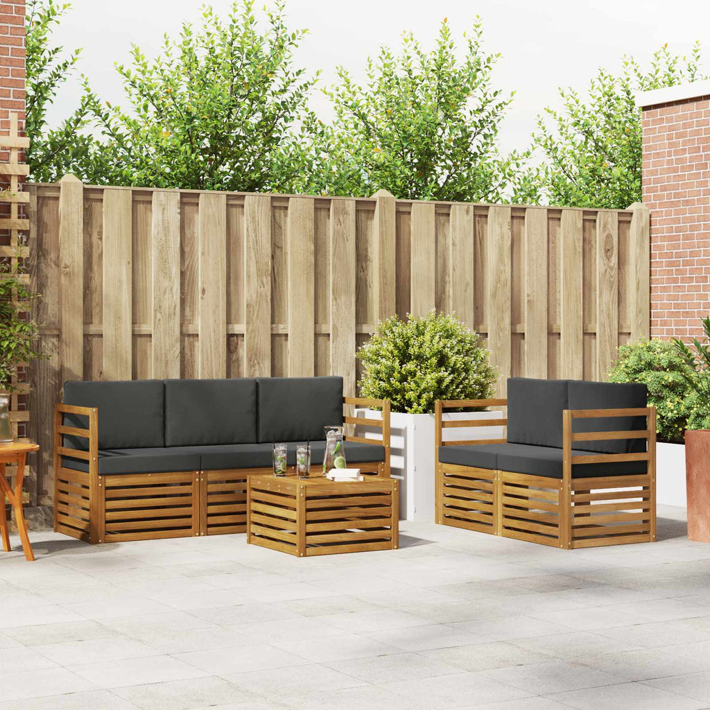 Conjunto de sofás de exterior 6 pcs Blanco y Antracita