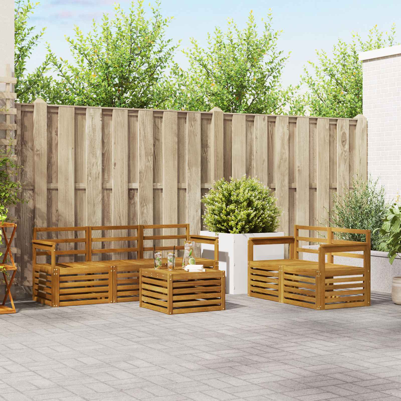Conjunto de sofás de exterior 6 pcs Blanco y Antracita