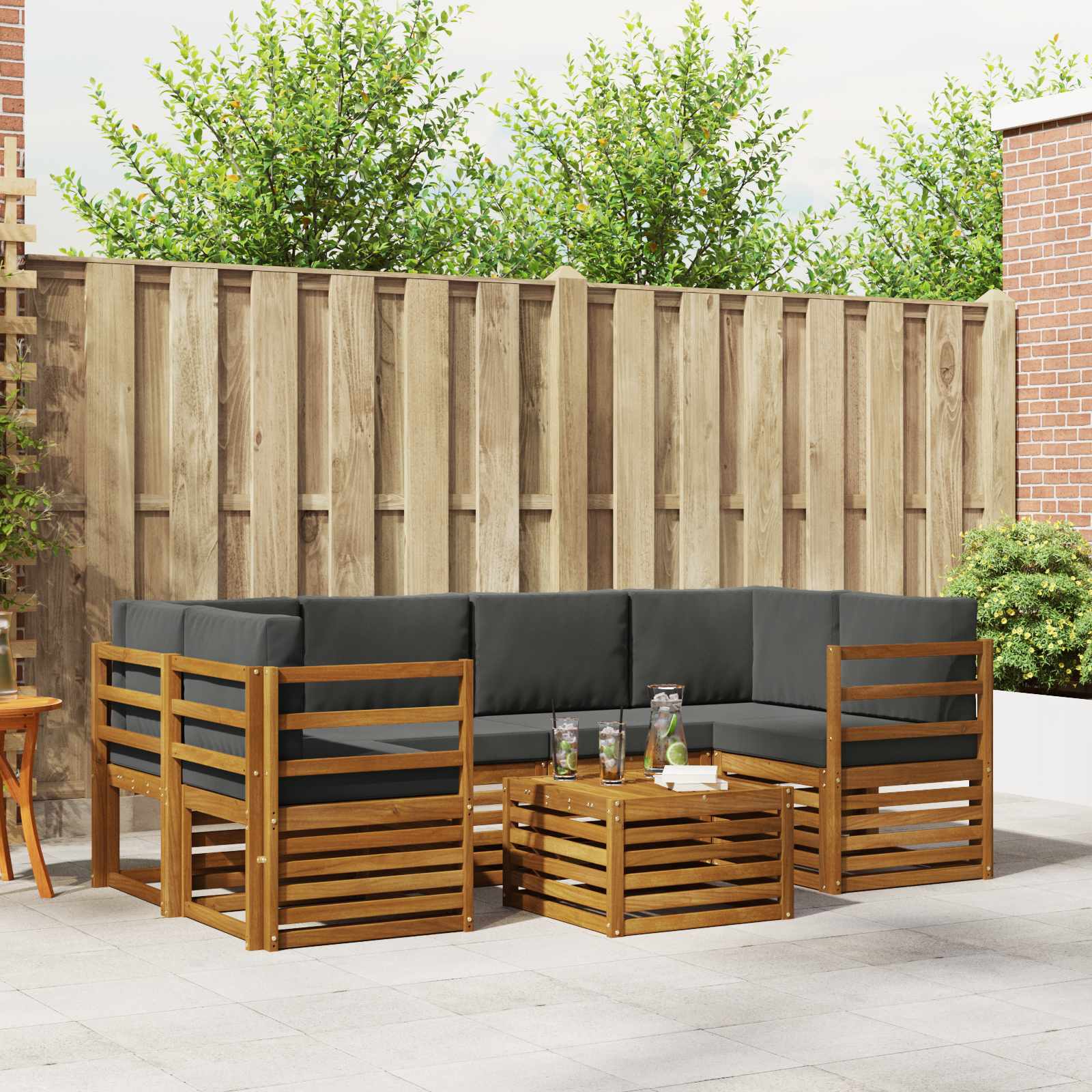 Conjunto de sofás de exterior 7 pcs Blanco y Antracita