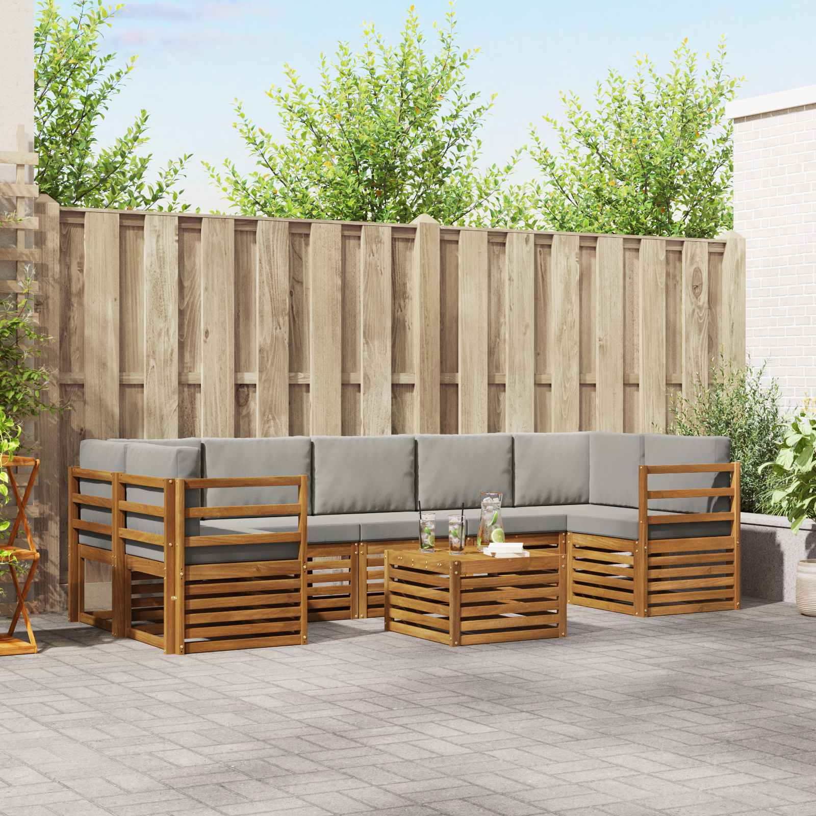 Conjunto de sofás de exterior 8 pcs Blanco y Antracita