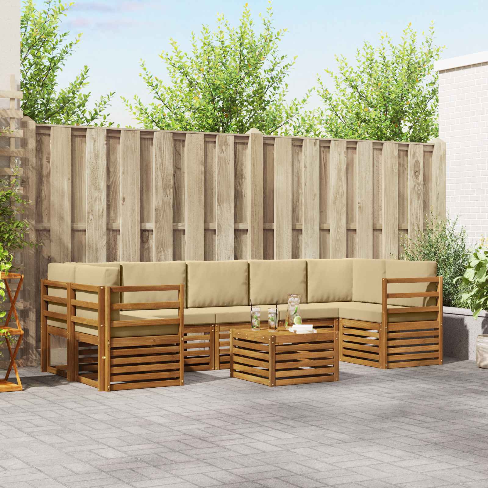 Conjunto de sofás de exterior 8 pcs Blanco y Antracita