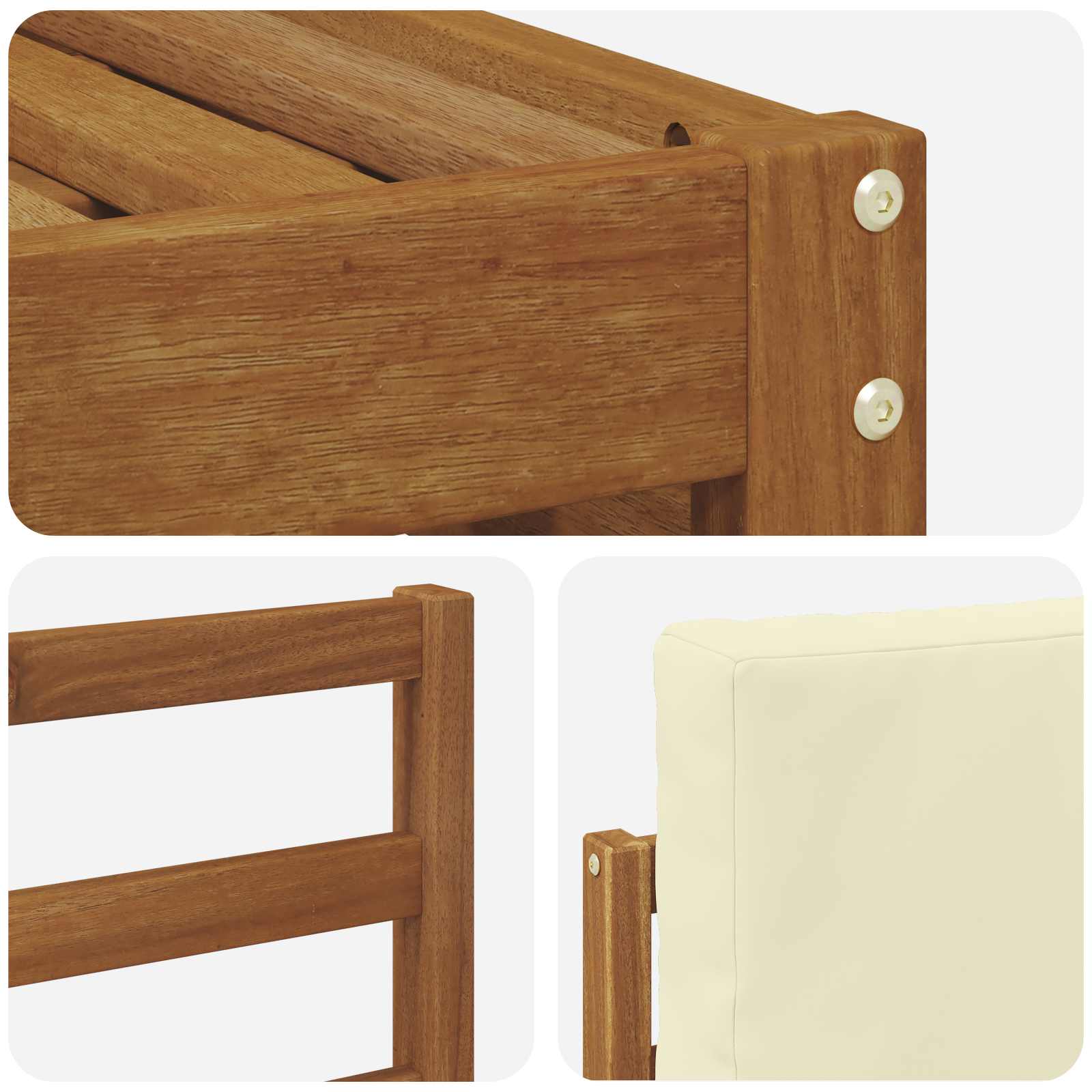 Conjunto de sofás de exterior con cojín 4 pcs Natural y Crema