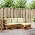 Conjunto de sofás de exterior con cojín 4 pcs Natural y Crema