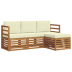 Conjunto de sofás de exterior con cojín 4 pcs Natural y Crema