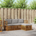 Conjunto de sofás de exterior 4 pcs Gris Natural y Claro