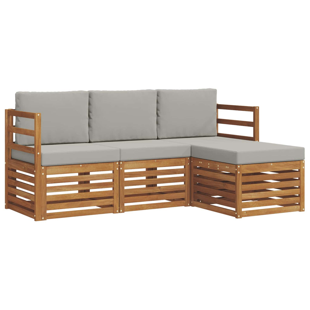 Conjunto de sofás de exterior 4 pcs Gris Natural y Claro