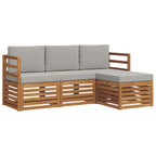 Conjunto de sofás de exterior 4 pcs Gris Natural y Claro