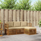 Conjunto de sofás de exterior con cojín 4 pcs Natural y Beige