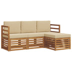Conjunto de sofás de exterior con cojín 4 pcs Natural y Beige