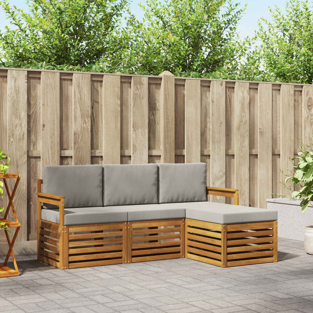 Conjunto de sofás de exterior 4 pcs Gris Natural y Claro