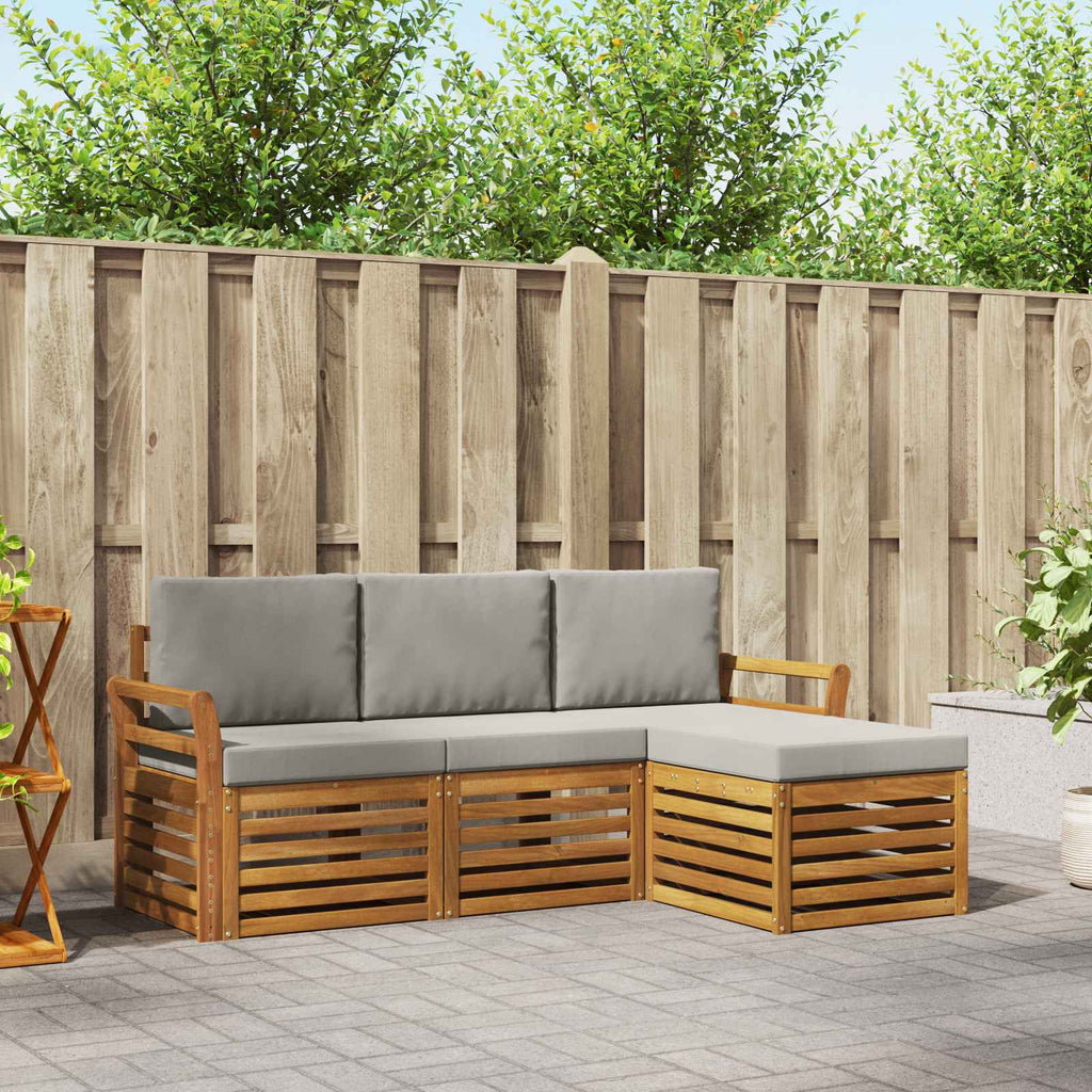 Conjunto de sofás de exterior 4 pcs Gris Natural y Claro
