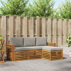 Conjunto de sofás de exterior 4 pcs Gris Natural y Claro