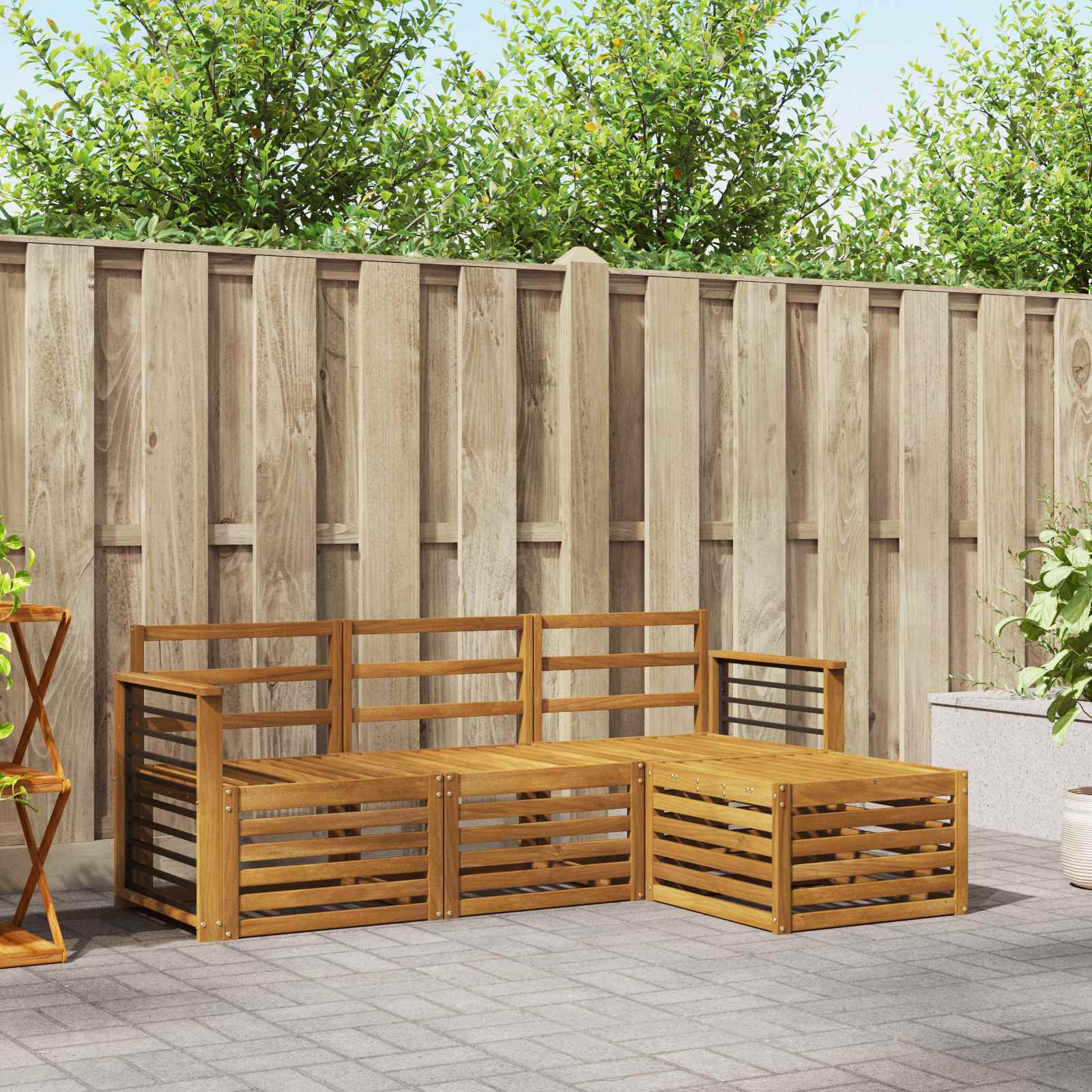 Juegos de sofás 4 pcs Natural Madera de Acacia Sólida