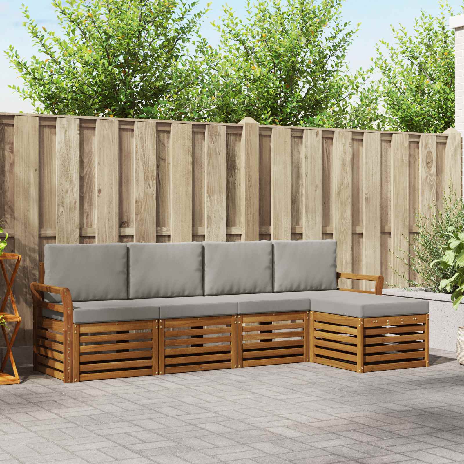 Conjunto de sofás de exterior 5 pcs Blanco