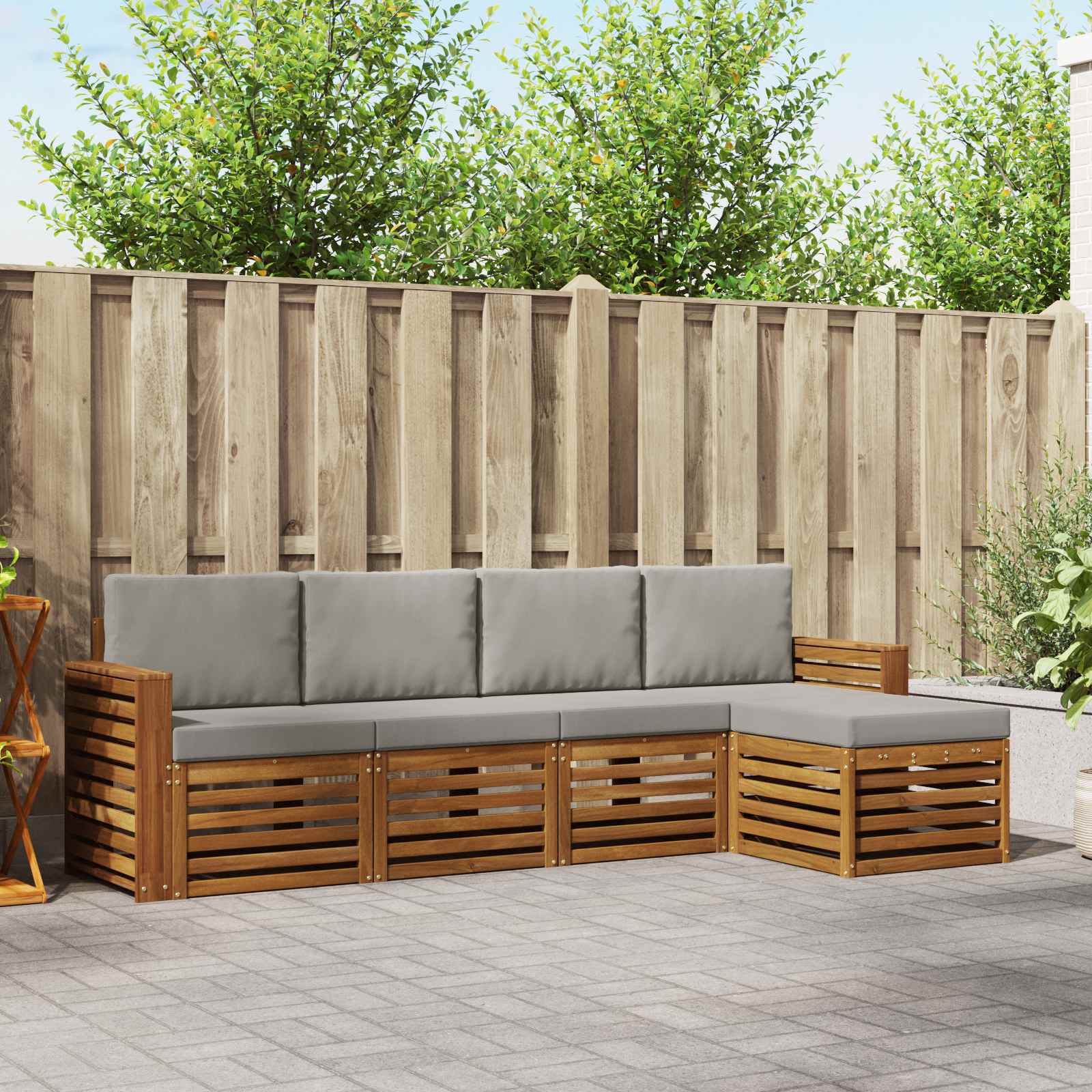 Conjunto de sofás de exterior 5 pcs Blanco