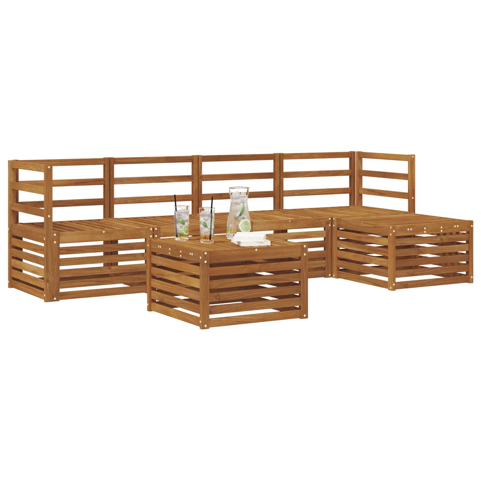 Conjunto de sofás de exterior 6 pcs Natural