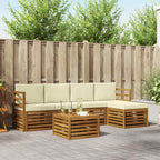Conjunto de sofás de exterior con cojín 6 pcs Natural y Crema