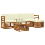 Conjunto de sofás de exterior con cojín 6 pcs Natural y Crema