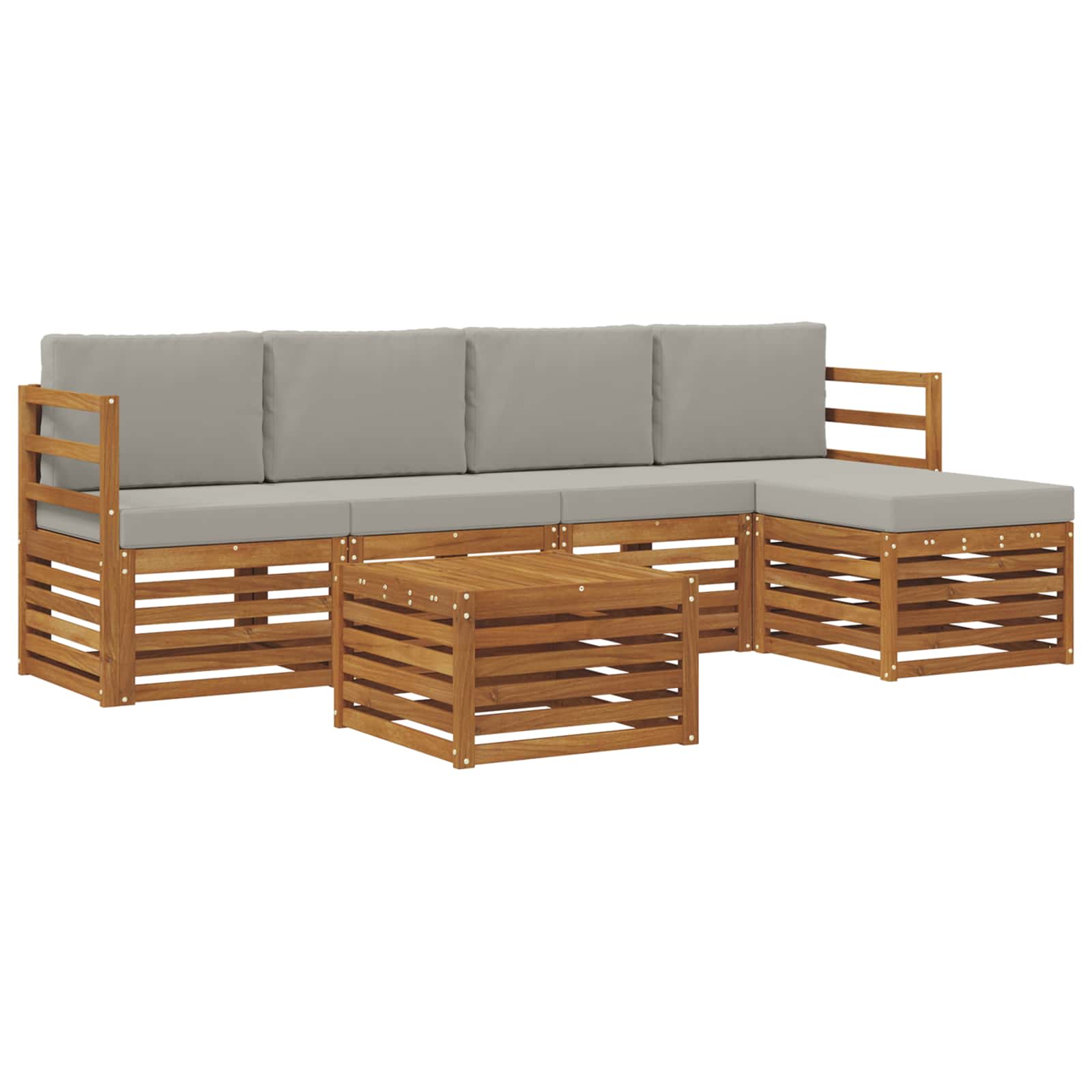 Conjunto de sofás de exterior 6 pcs Gris Natural y Claro