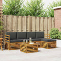 Conjunto de sofás de exterior 6 pcs Natural y Antracita
