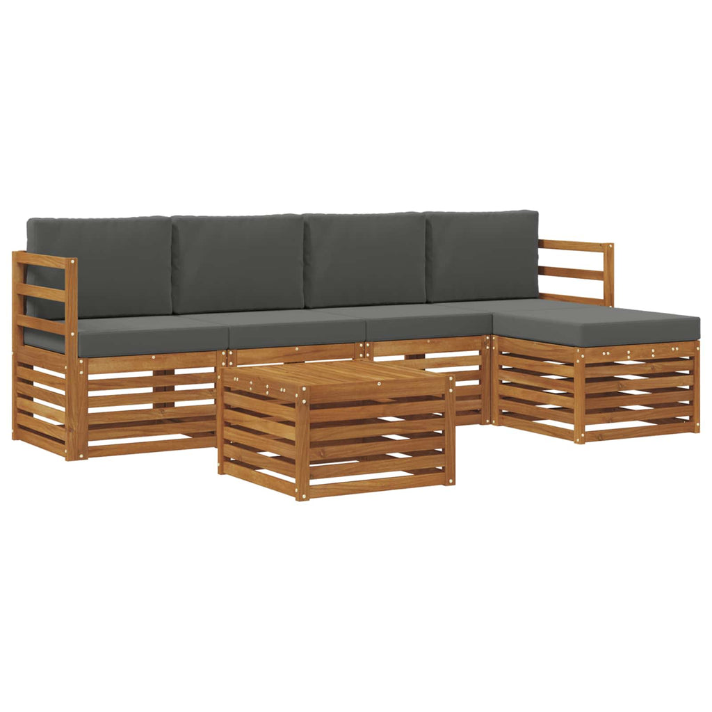 Conjunto de sofás de exterior 6 pcs Natural y Antracita