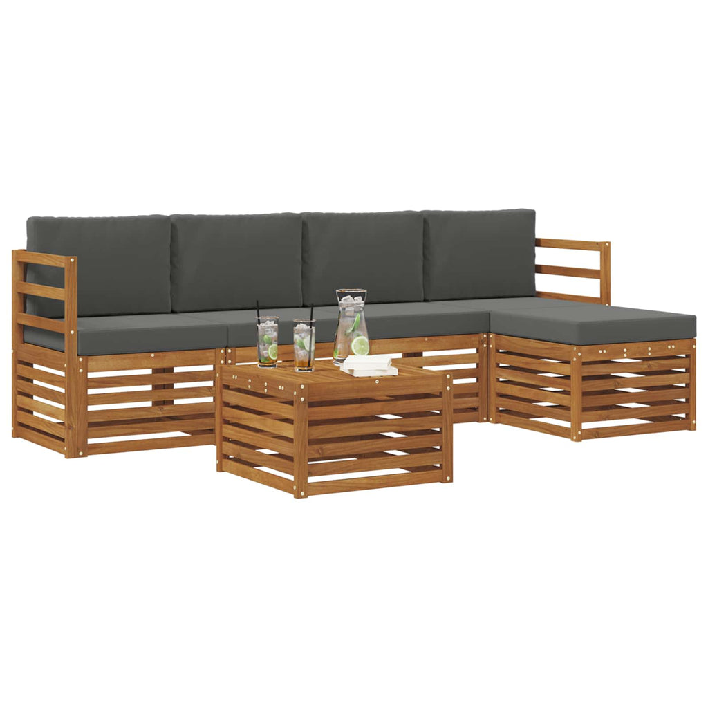 Conjunto de sofás de exterior 6 pcs Natural y Antracita