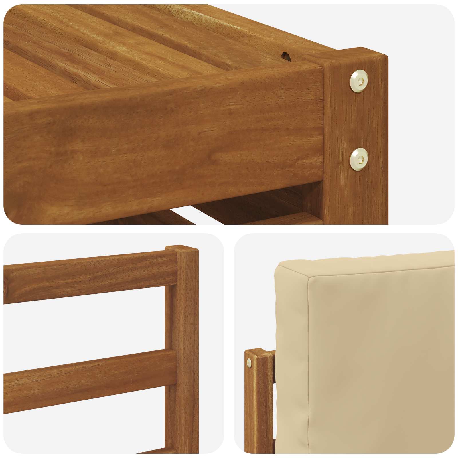 Conjunto de sofás de exterior con cojín 6 pcs Natural y Beige