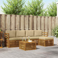 Conjunto de sofás de exterior con cojín 6 pcs Natural y Beige