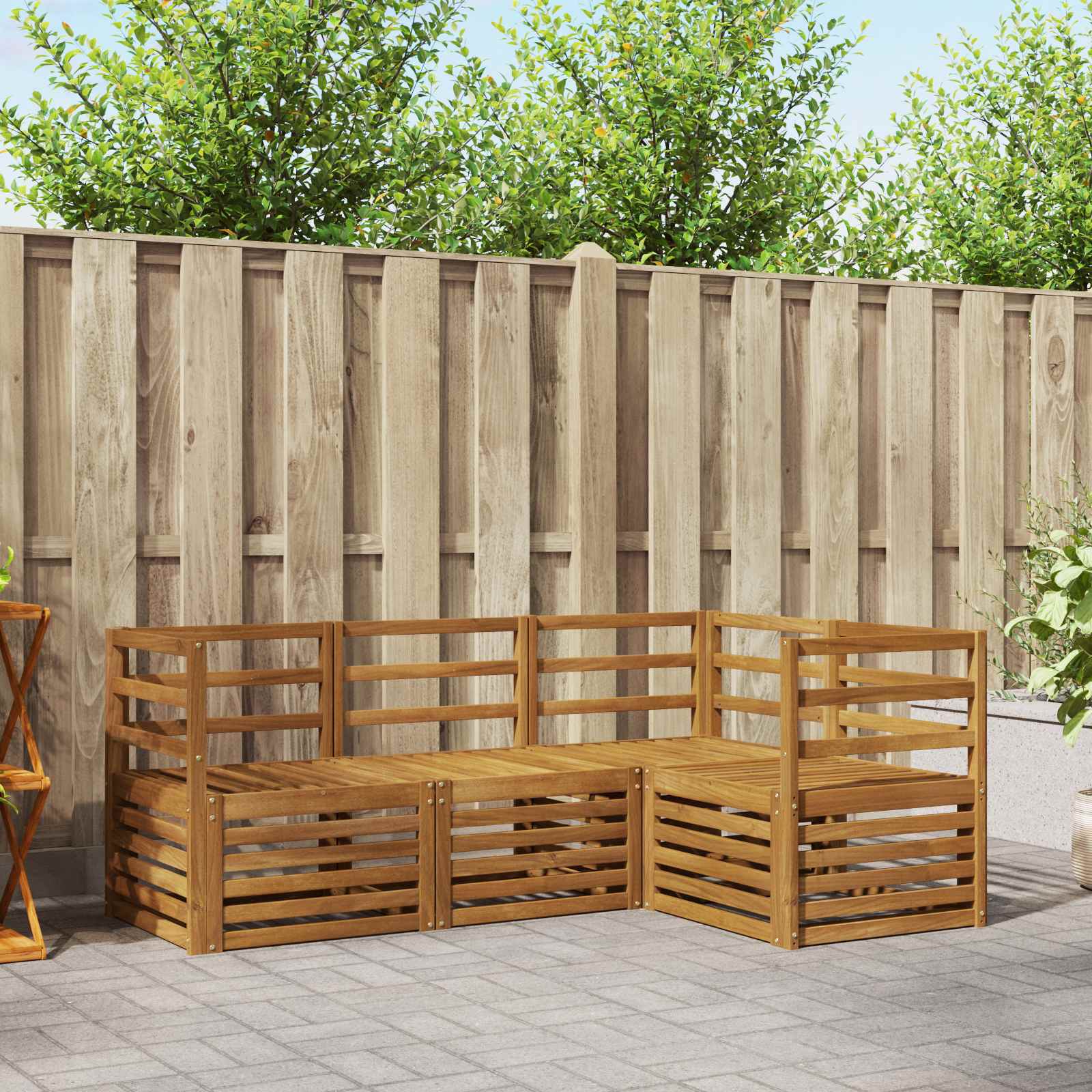 Juegos de sofás 4 pcs Natural Madera de Acacia Sólida