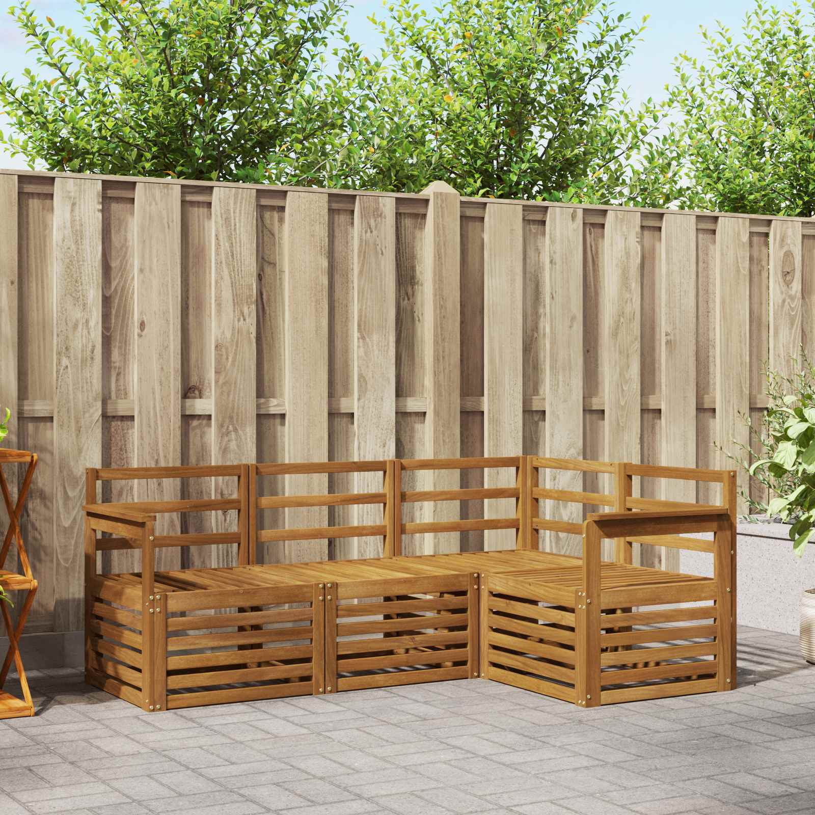 Juegos de sofás 4 pcs Natural Madera de Acacia Sólida