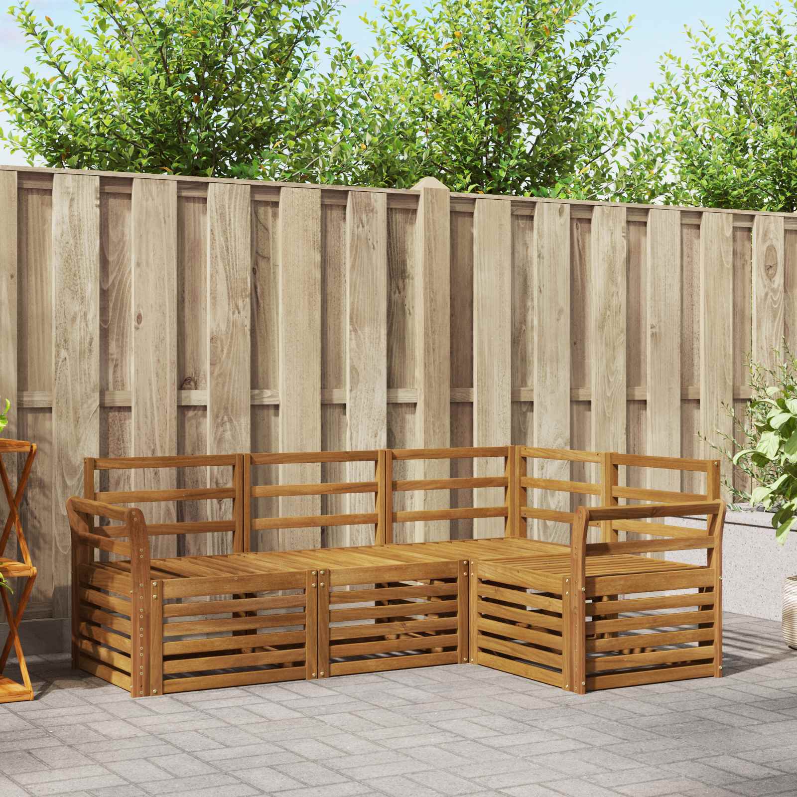 Juegos de sofás 4 pcs Natural Madera de Acacia Sólida
