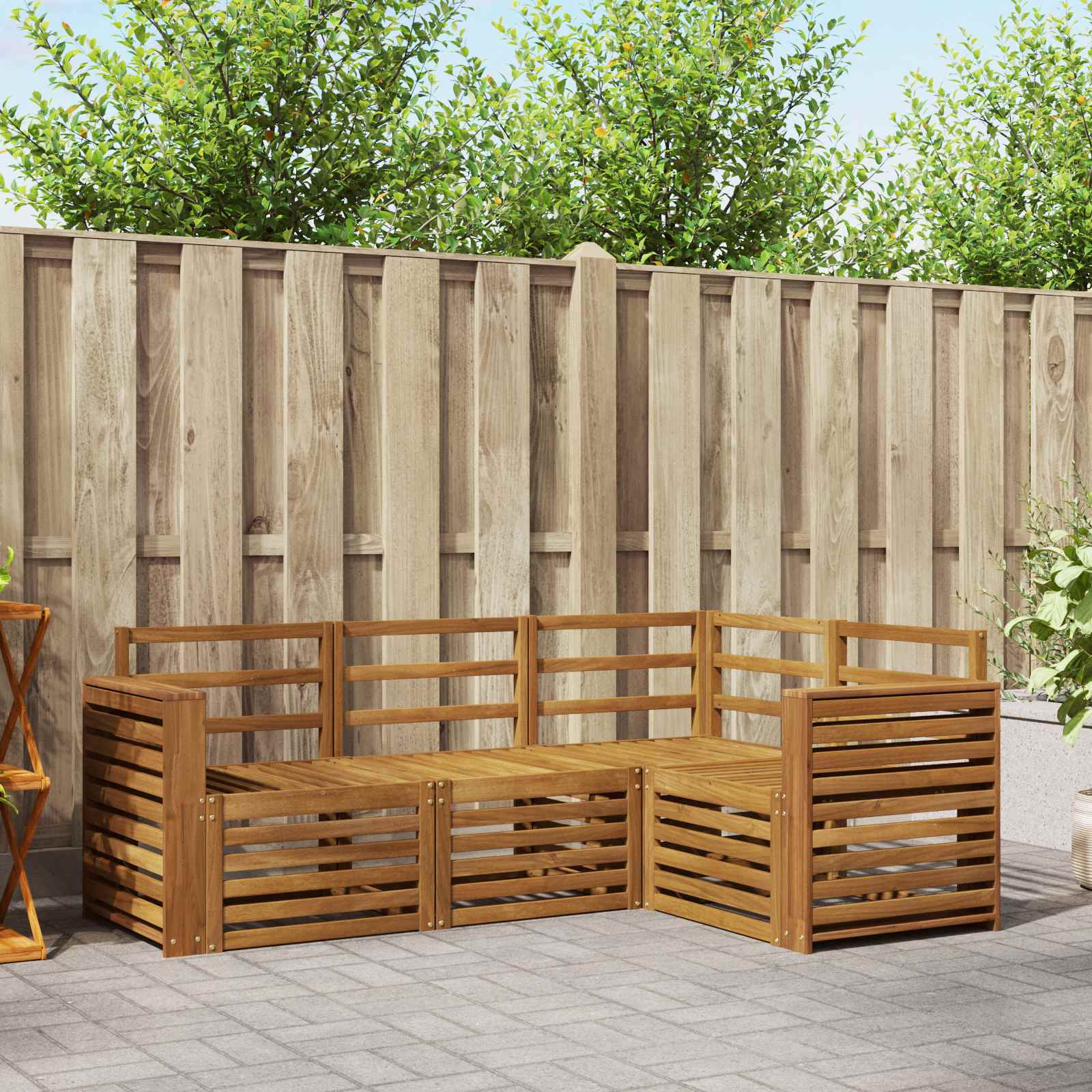 Juegos de sofás 4 pcs Natural Madera de Acacia Sólida
