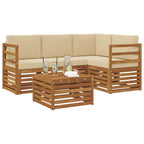Conjunto de sofás de exterior con cojín 5 pcs Natural y Beige