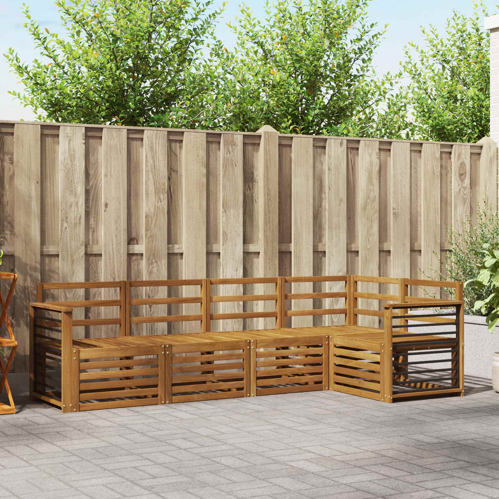 Juegos de sofás 5 pcs Natural Madera de Acacia Sólida