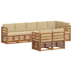 Juegos de sofás 8 pcs Natural y Beige Madera de Acacia Sólida