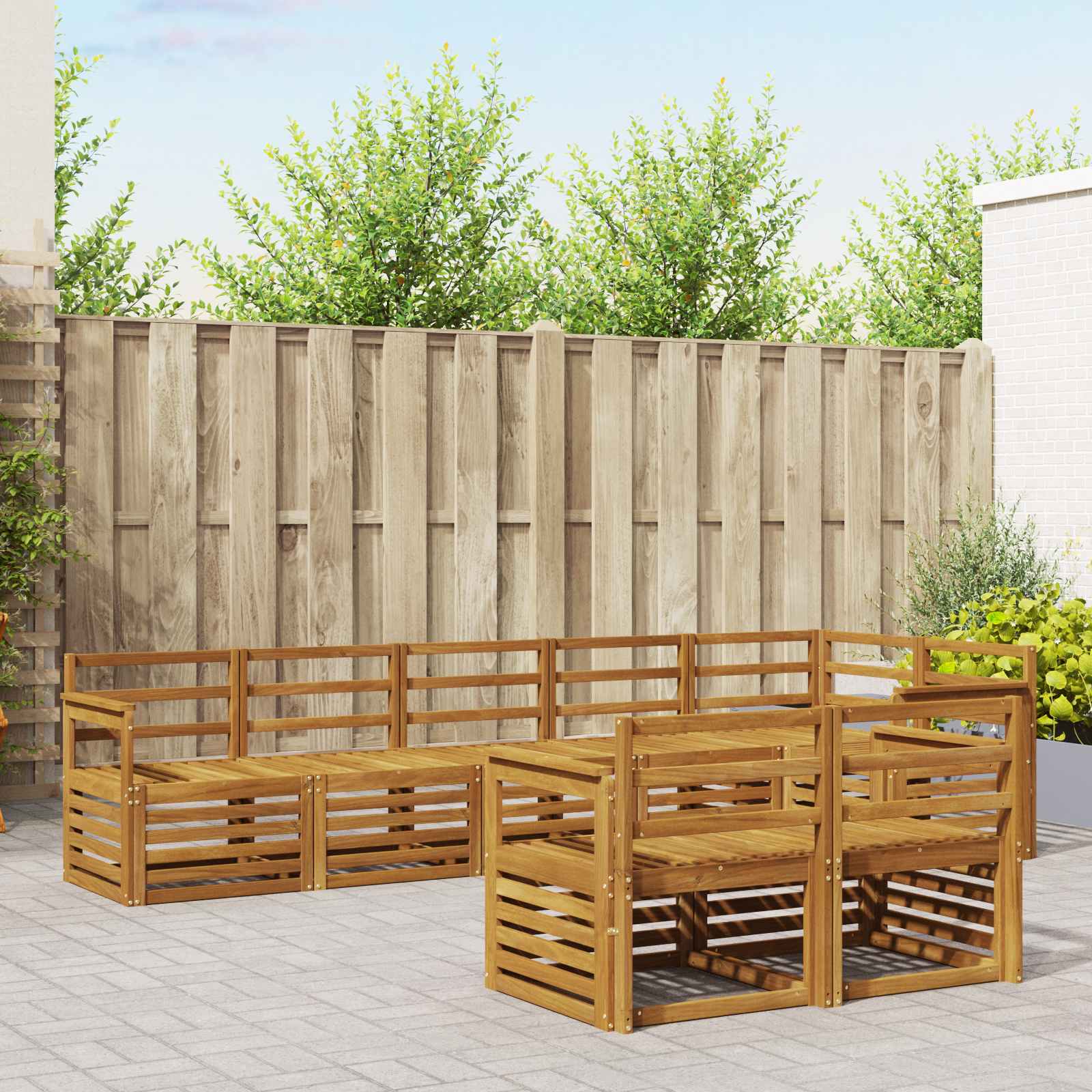 Juegos de sofás 6 pcs Natural Madera de Acacia Sólida